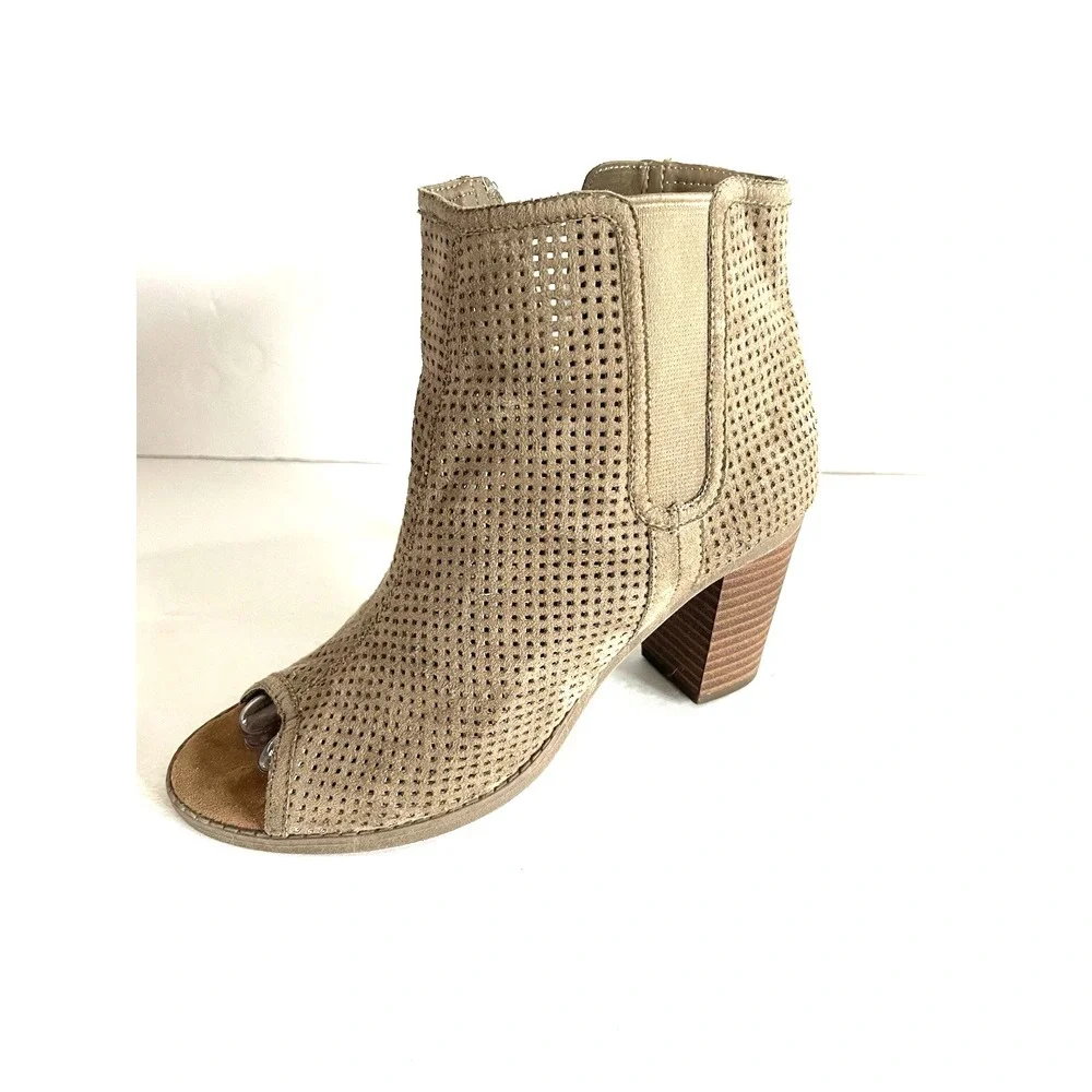 Boho Chic Open Toe‎ Bootie 7M Tan Desert Minimalist Festival